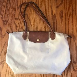 Longchamp Le Pliage medium tote purse tan